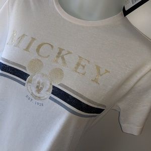 DAVID LERNER Gold Mickey Short Sleeve Tee in White